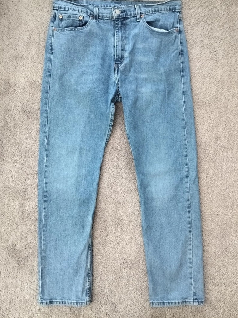 Levi's 505 Mens 36x32 Regular Fit Straight Leg Light Wash Stretch Jeans